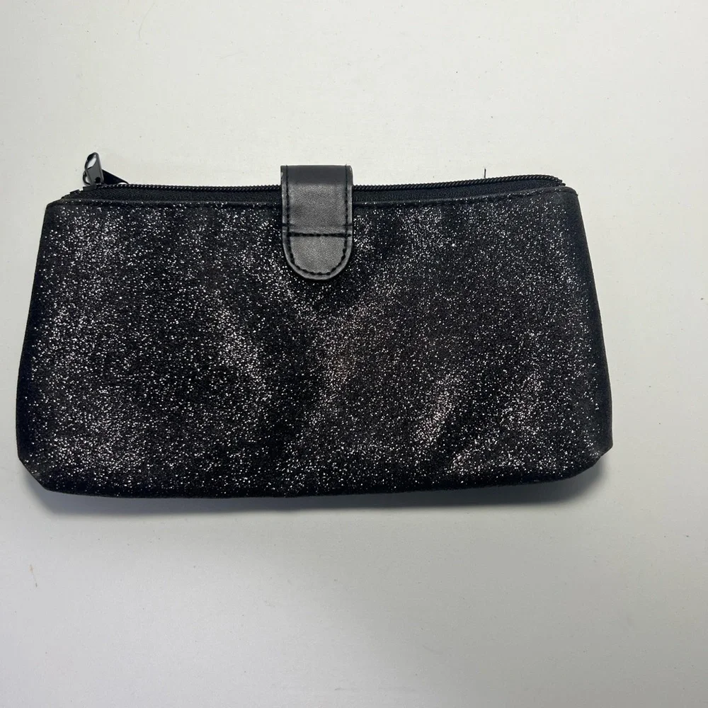 Black and Pink Sparkle Medium size. Cosmetic Clutch 9 x 5